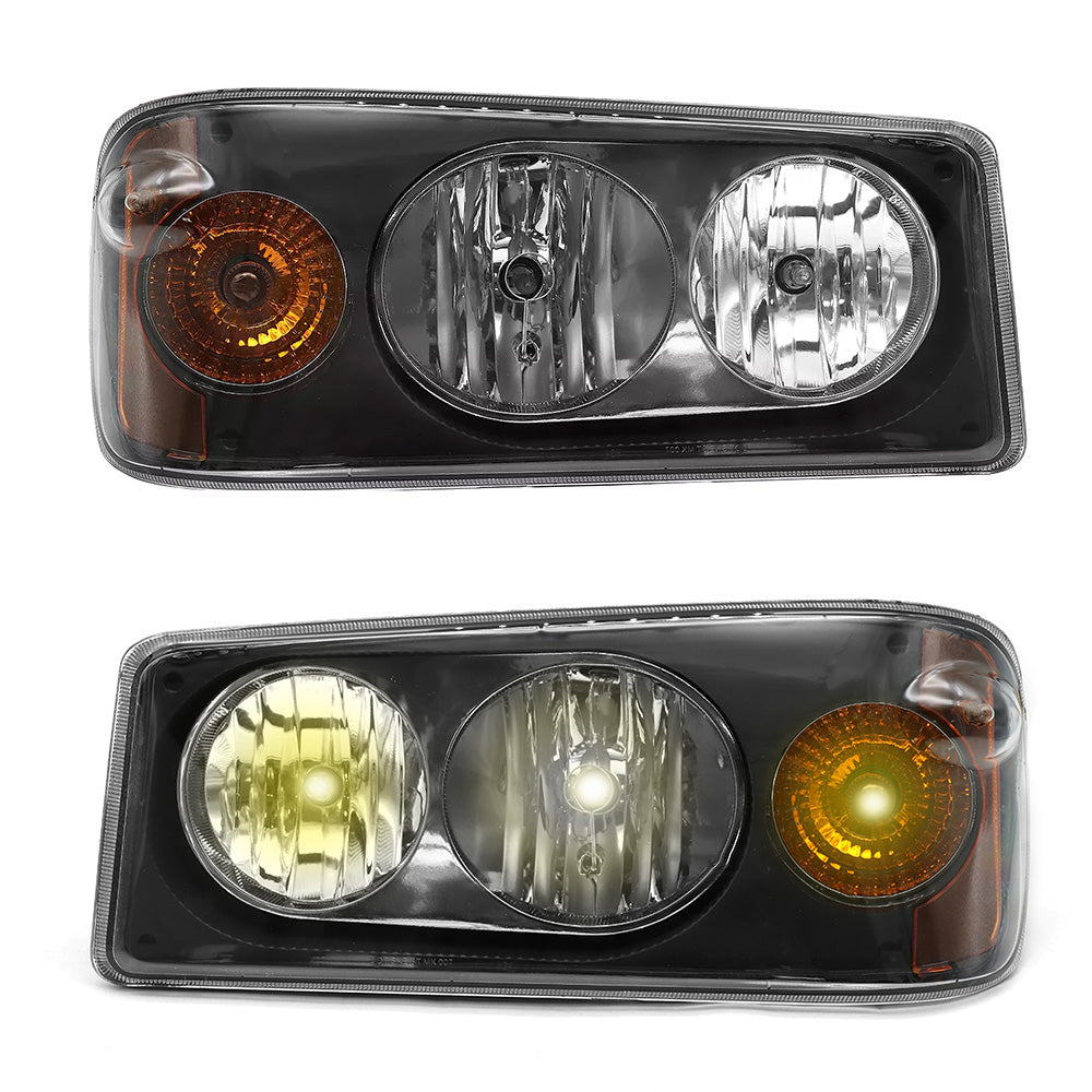 Pair Headlight Assembly Replacement for Mack Granite GU713 – Chrome Finish