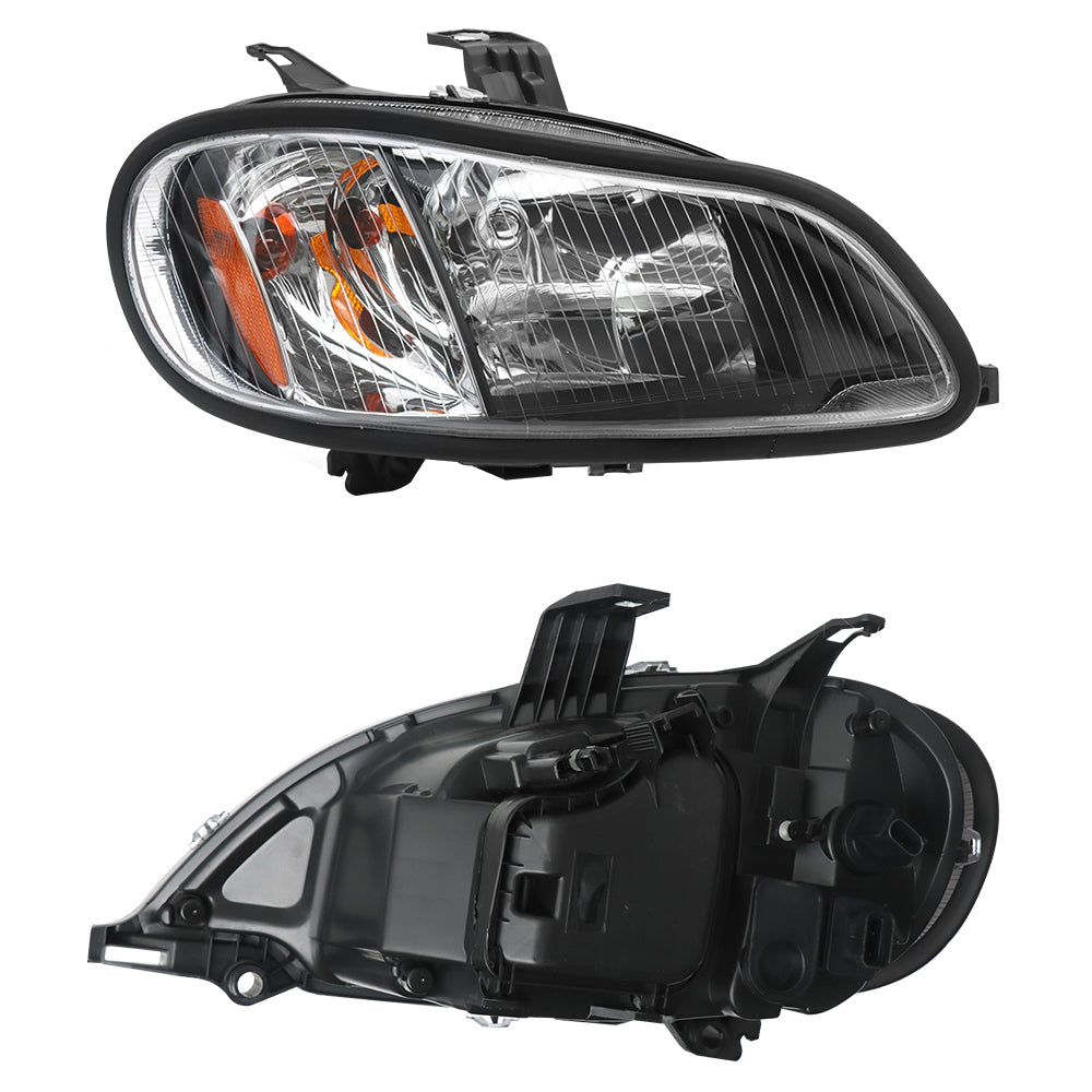 Headlight Assembly Pair Compatible with Freightliner M2 2004–2013 – Black Housing