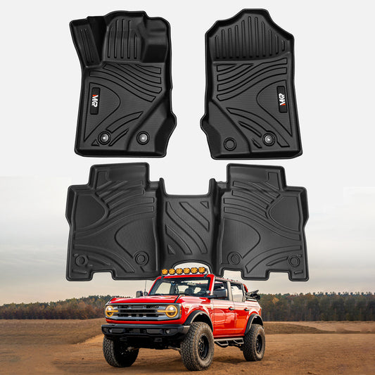 Car Floor Mats For 2021-2023 Ford Bronco 4 Doors 3D TPE All-Weather Floor Mats, Full Set Interior Car Accessories- Not Fit 2 Doors Version