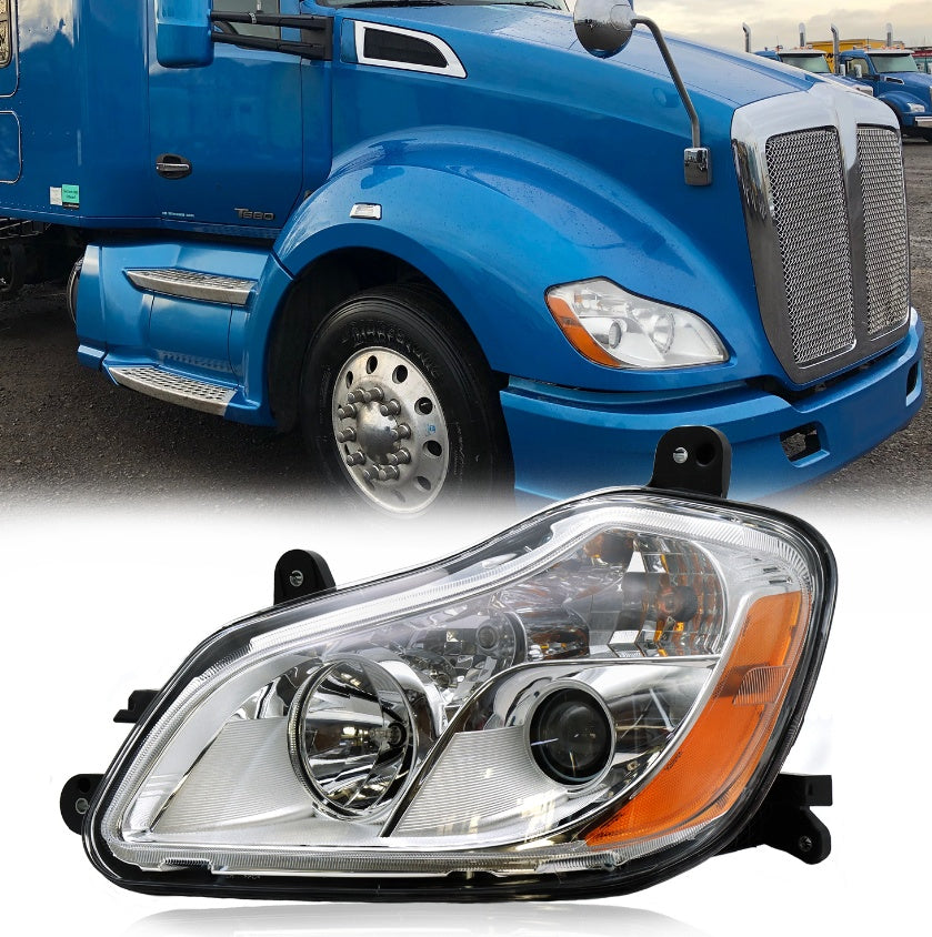 Front Headlight Assembly for Kenworth T680 (2013–2021), Halogen, With Bulb