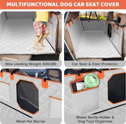 Dog Backseat Extender, Car Seat Cover With A Hard Bottom That Can Withstand 400 Pounds, Sturdy Waterproof Dog Hammock