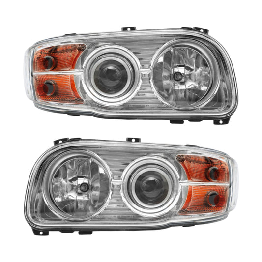 Chrome Headlight Assembly Pair Compatible with Peterbilt 388/389 (2008–2018