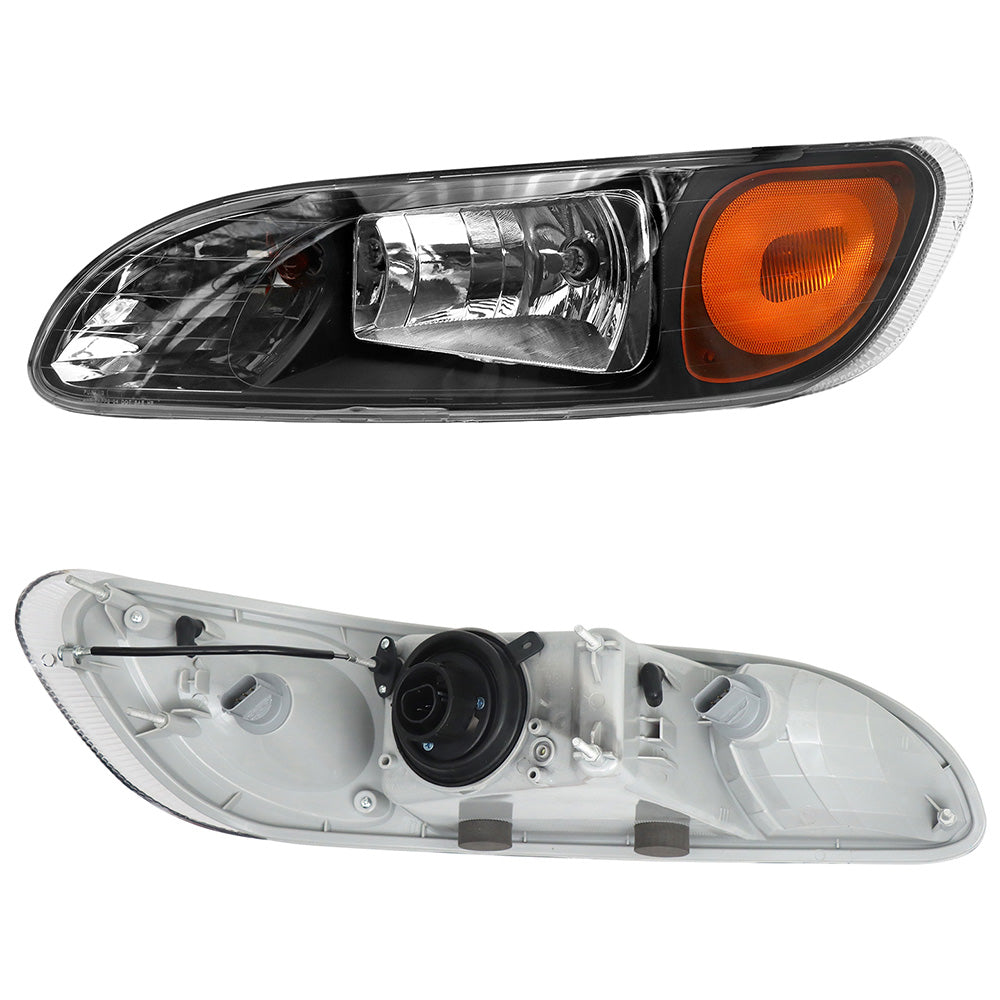 Left Black Headlight Compatible with Peterbilt 337, 386, 387 – With Turn Signal