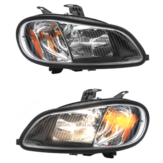 Headlight Assembly Pair Compatible with Freightliner M2 2004–2013 – Black Housing