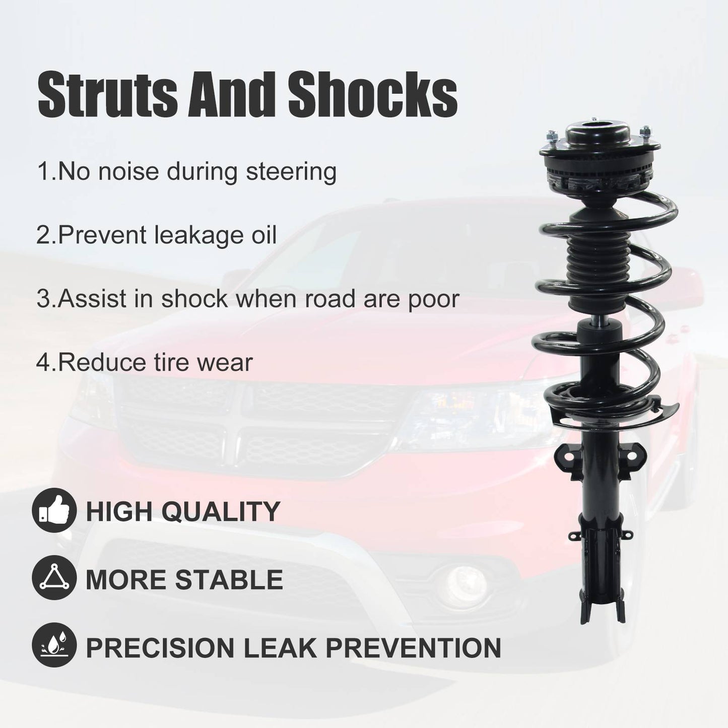 Pair Front Strut Assembly with Coil Spring for 2008–2019 Dodge Grand Caravan / Town & Country