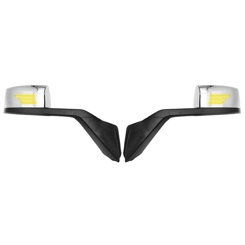 Chrome Hood Mirrors LH & RH Pair For Volvo VNL 2004-2017 With Turn Signal Lights