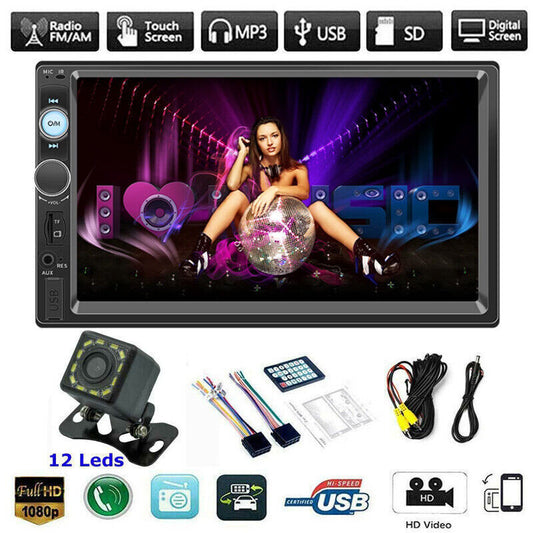 AUX Car MP5 Player 2DIN Bluetooth Touch Screen Stereo Radio with USB / AUX / Mirror Link – 7 Inch Display