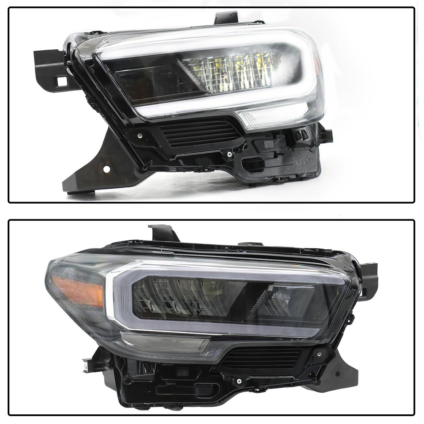 LED Headlight Assembly Replacement for 2020–2023 Toyota Models, Black Housing, Clear Lens, Bulbs Included – Sold as Pair