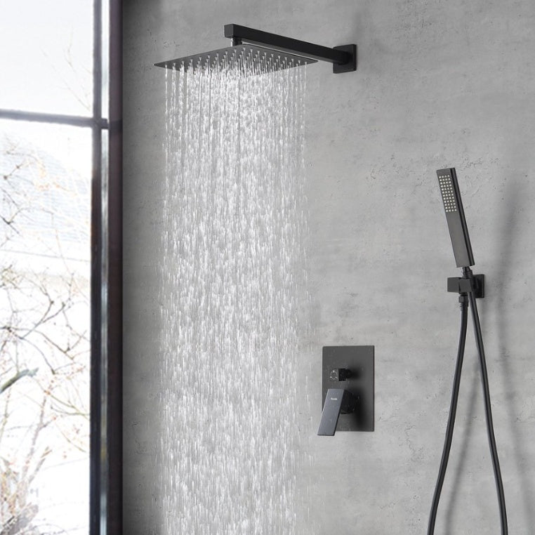 Male NPT Matte Black Shower System, Shower Faucet Set For Bathroom Shower Fixtures With 12 Inch Rain Shower Head And Handheld