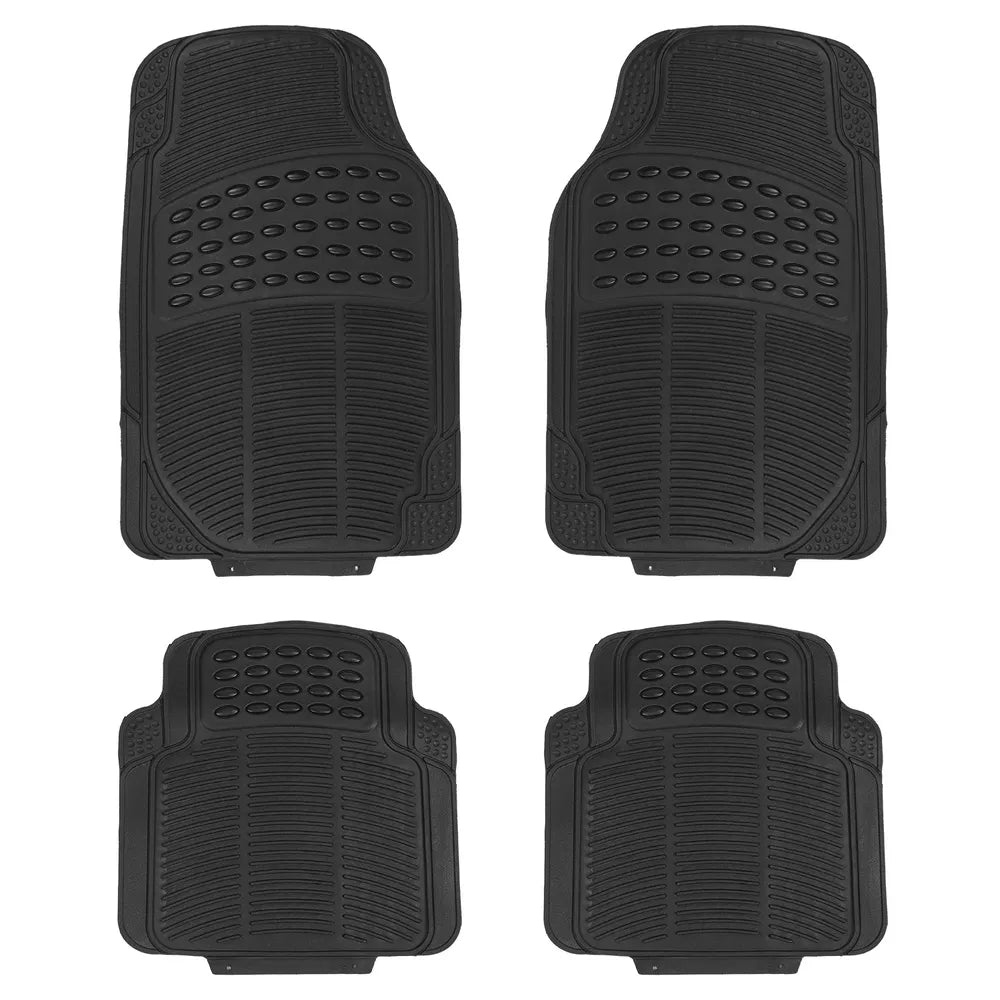4PCS Universal Car Floor Mats Set (Front & Rear) - PVC Rubber, Heavy Duty, Trim-to-Fit