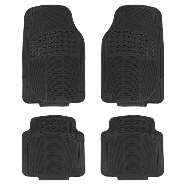 4PCS Universal Car Floor Mats Set (Front & Rear) - PVC Rubber, Heavy Duty, Trim-to-Fit