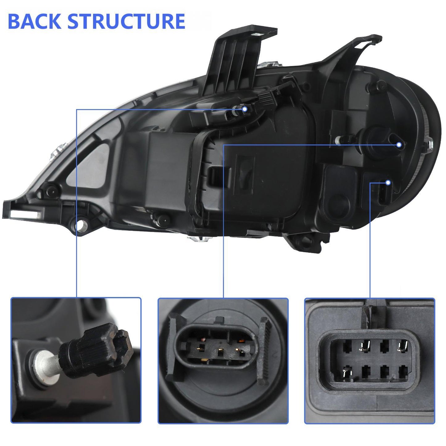 2004-2013 Freightliner M2 Headlights, Set-2 Pieces, White-black