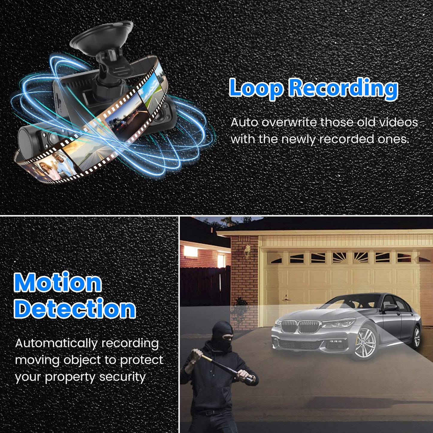 360° Car Dash Camera, FHD Front & Rear View, 4-Channel Recording, Night Vision, Motion Detection – Includes 32GB Card