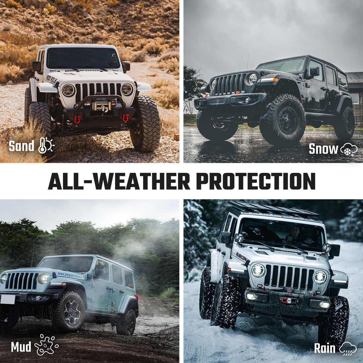 Car Floor Mats For J EEP Wrangler JL 2018 4 Doors Model, Waterproof And Stain-resistant TPE,Black 3 PCS. - Not Fit For Jeep Wrangler JK Or 4XE