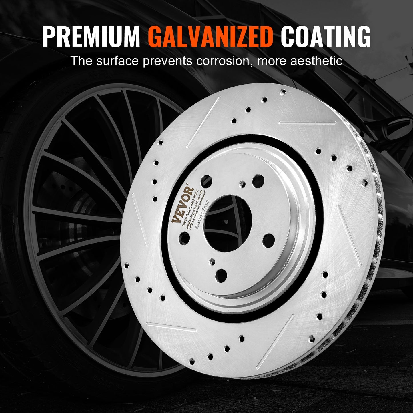 Front And Rear Brake Kit Compatible With Toyota Sienna, Highlander, Lexus RX350, RX450h, Drilled And Slotted Brake Rotors Ceramic Brake Pads Replacement, 12.9" Front Rotors 12.2" Rear Rotors