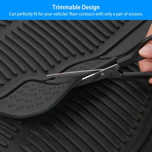 4PCS Universal Car Floor Mats Set (Front & Rear) - PVC Rubber, Heavy Duty, Trim-to-Fit
